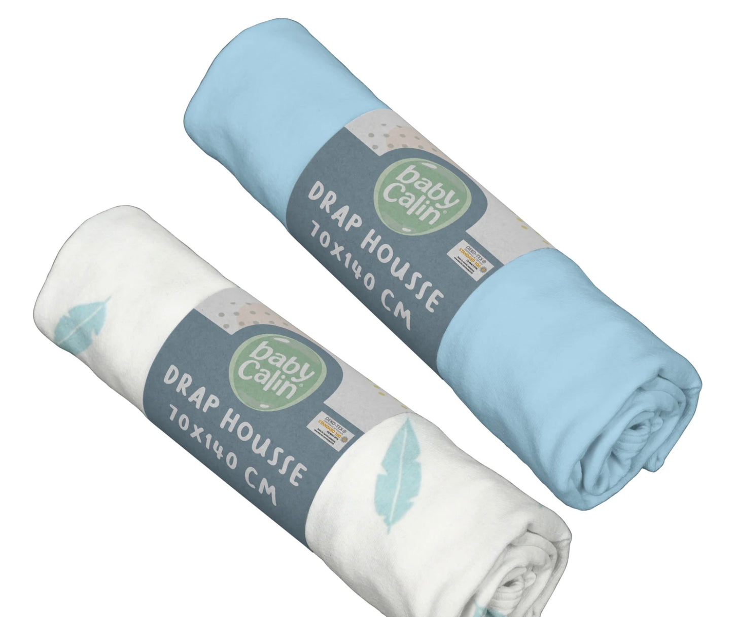 Baby Calin Two Pack Cotbed Fitted Sheets-Blue Feather