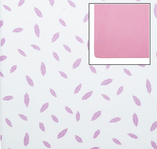 Baby Calin Two Pack Cotbed Fitted Sheets-Pink Feather
