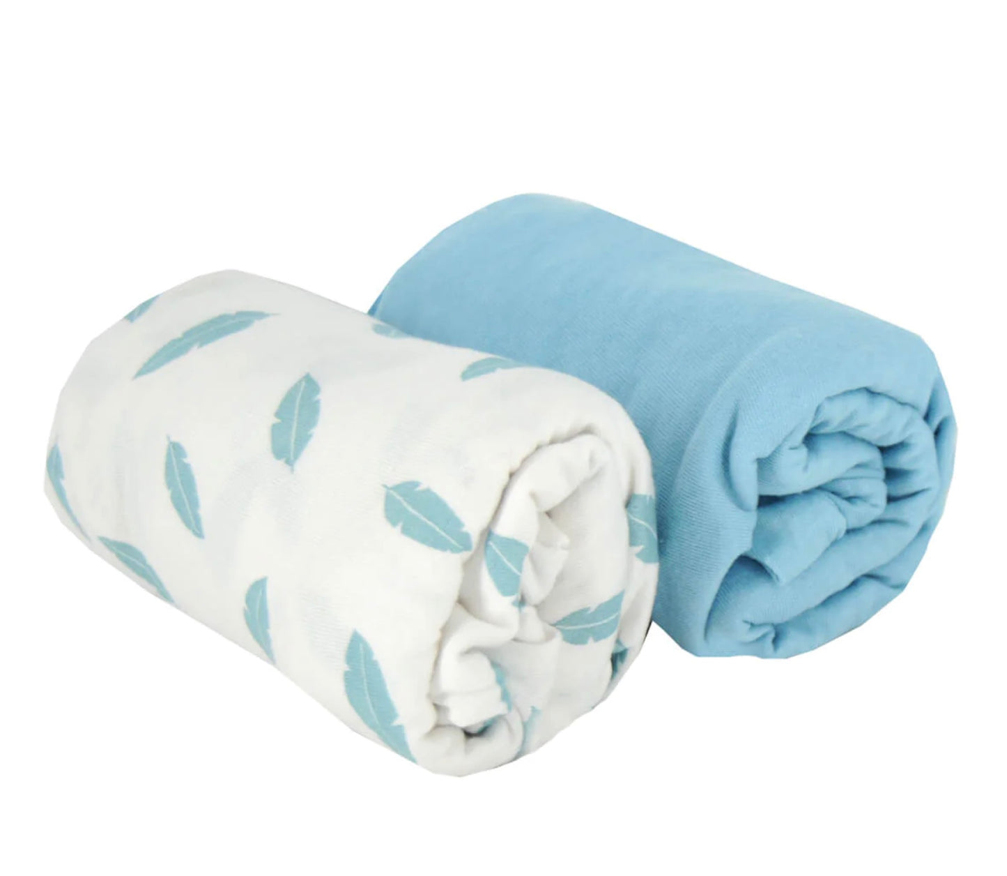 Baby Calin Two Pack Cotbed Fitted Sheets-Blue Feather
