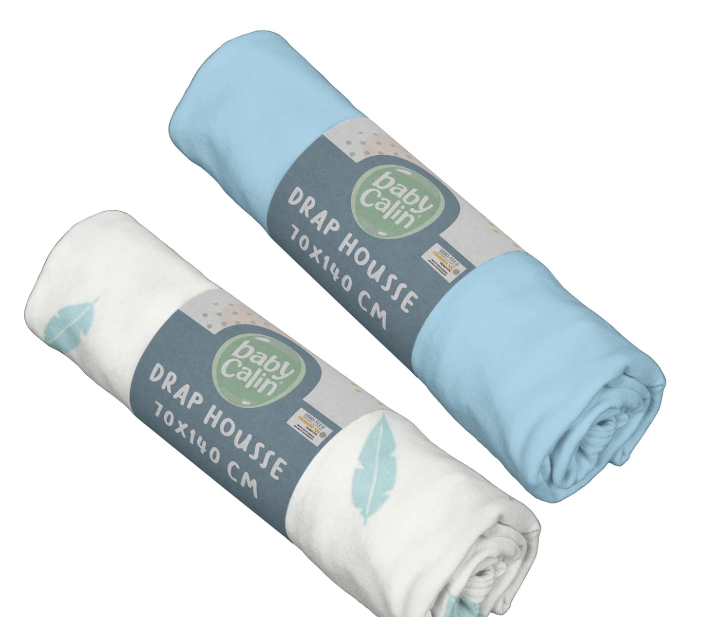 Baby Calin Two Pack Cotbed Fitted Sheets-Blue Feather