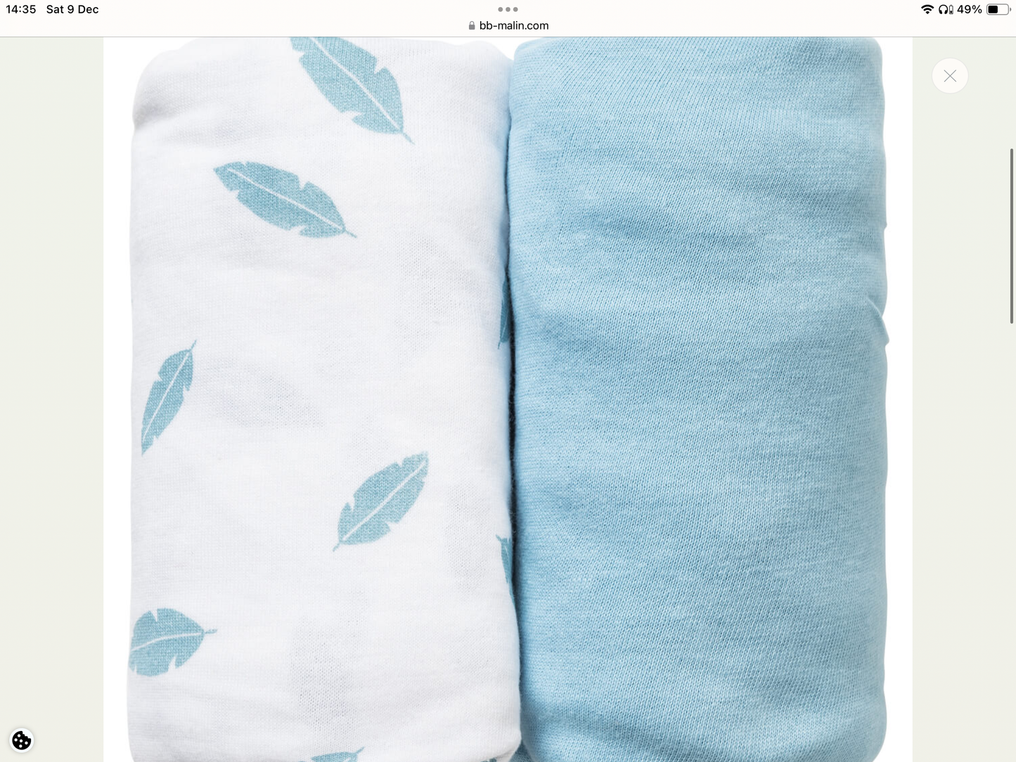 Baby Calin Two Pack Cotbed Fitted Sheets-Blue Feather