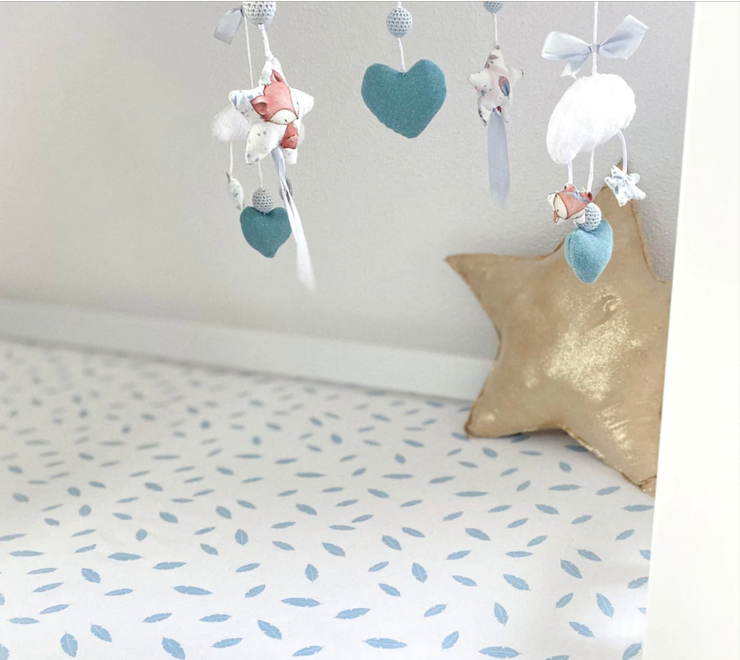 Baby Calin Two Pack Cotbed Fitted Sheets-Blue Feather
