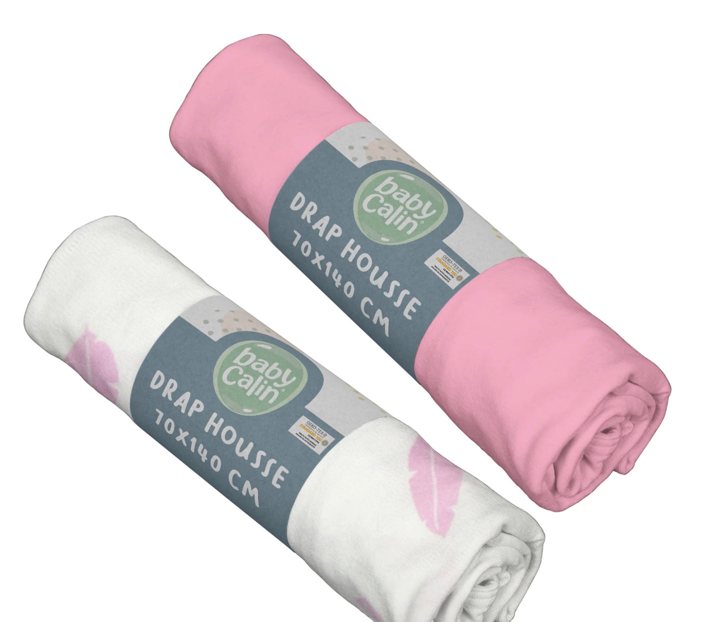 Baby Calin Two Pack Cotbed Fitted Sheets-Pink Feather
