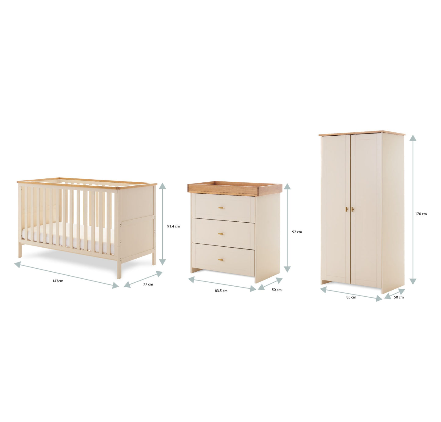OBABY Evie 3 Piece Room Set-Cashmere