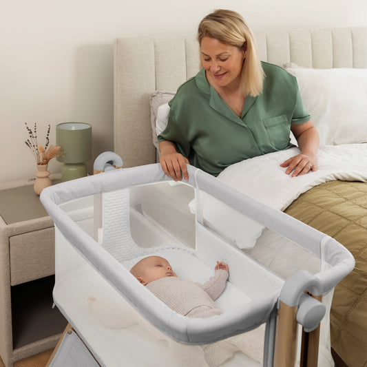 OBaby Cloud Bedside Crib-Grey