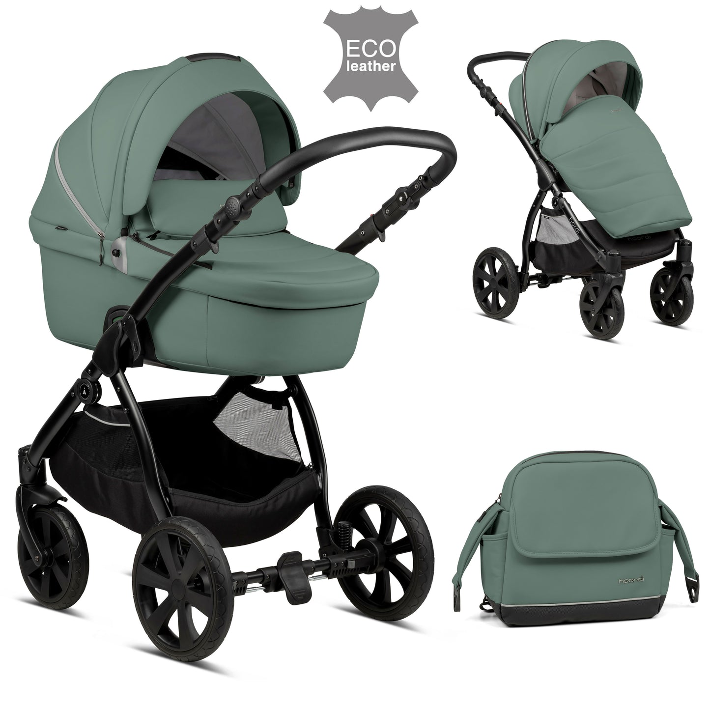 Noordi Fjordi Leather 2in1 Travel System-Sage