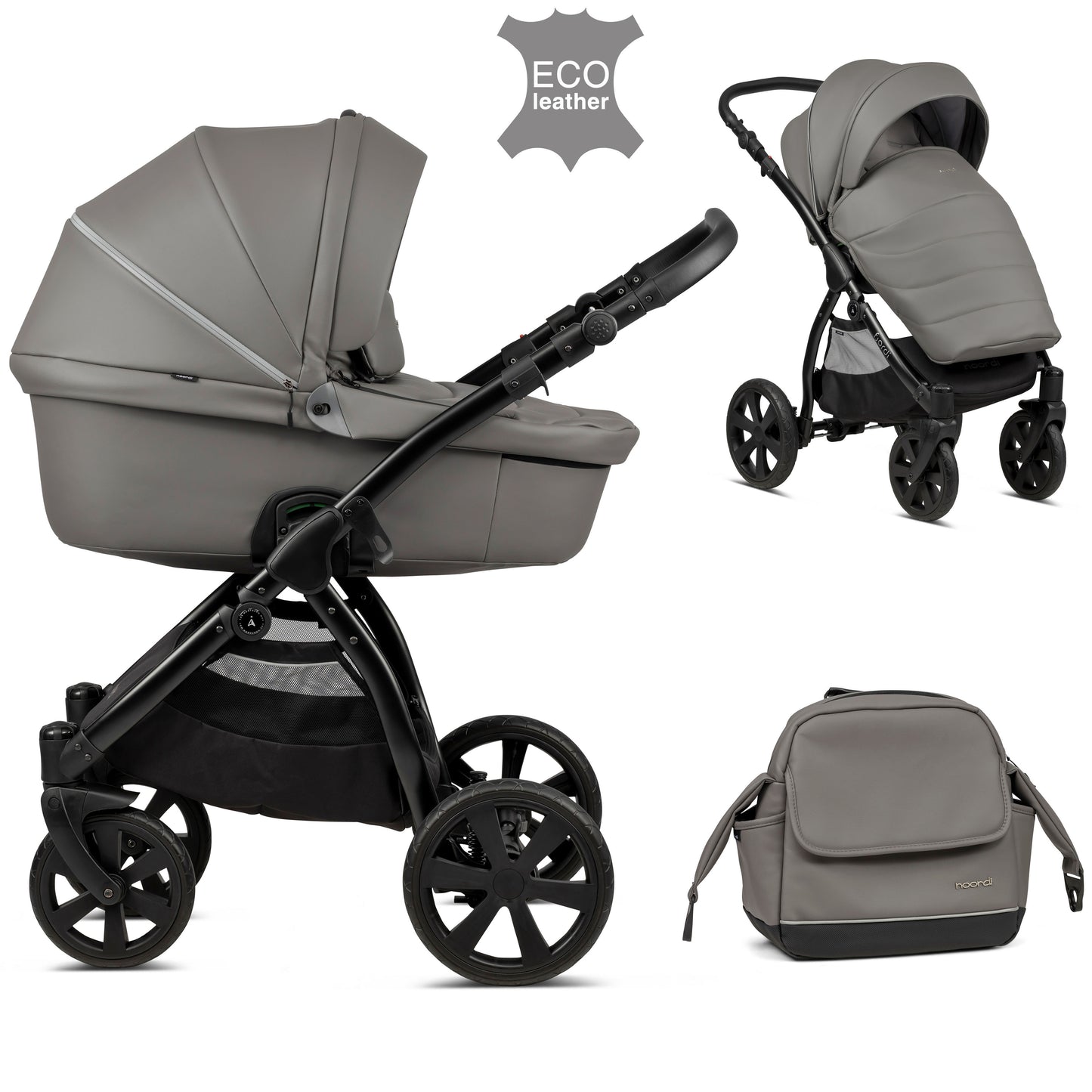 Noordi Fjordi Leather 2in1 Travel System-Graphite