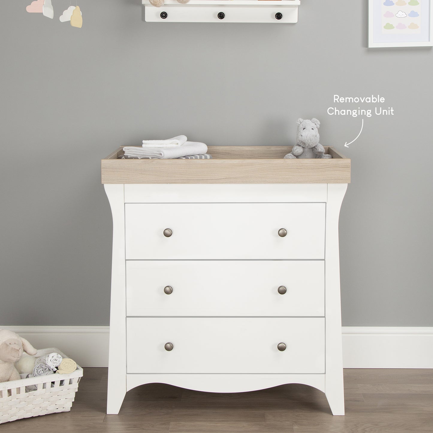 Clara 3 Piece Nursery Room Set White-Driftwood Ash