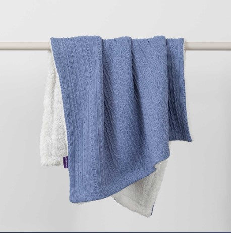 Clevamama Luxe Sherpa Baby Blanket-Blue