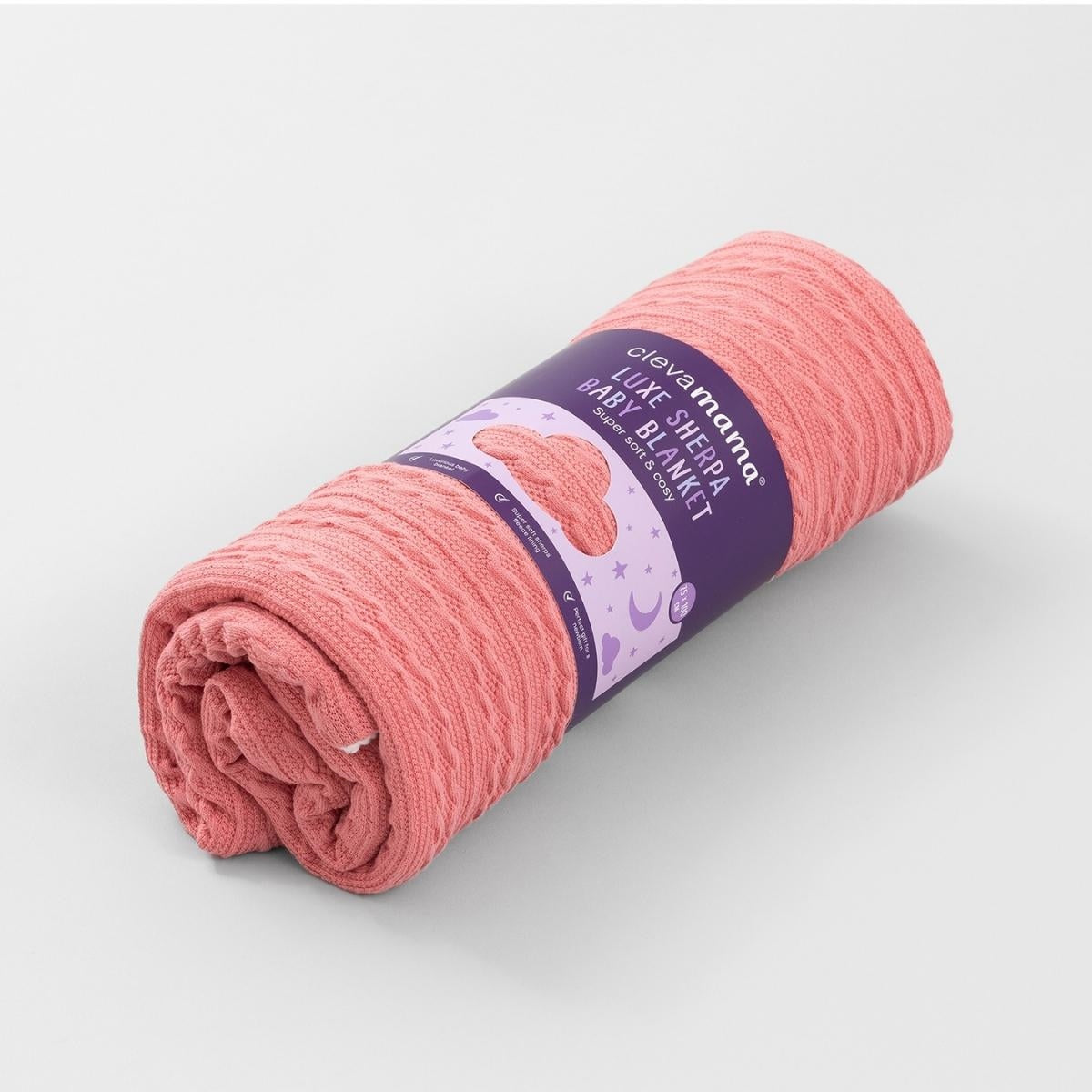 Clevamama Luxe Sherpa Baby Blanket-Pink
