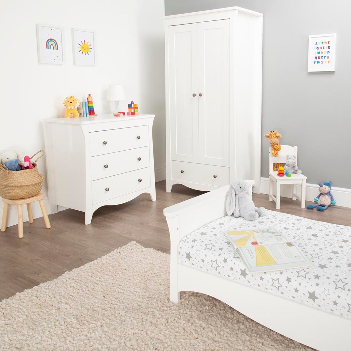 Clara 3 Piece Nursery Room Set-White