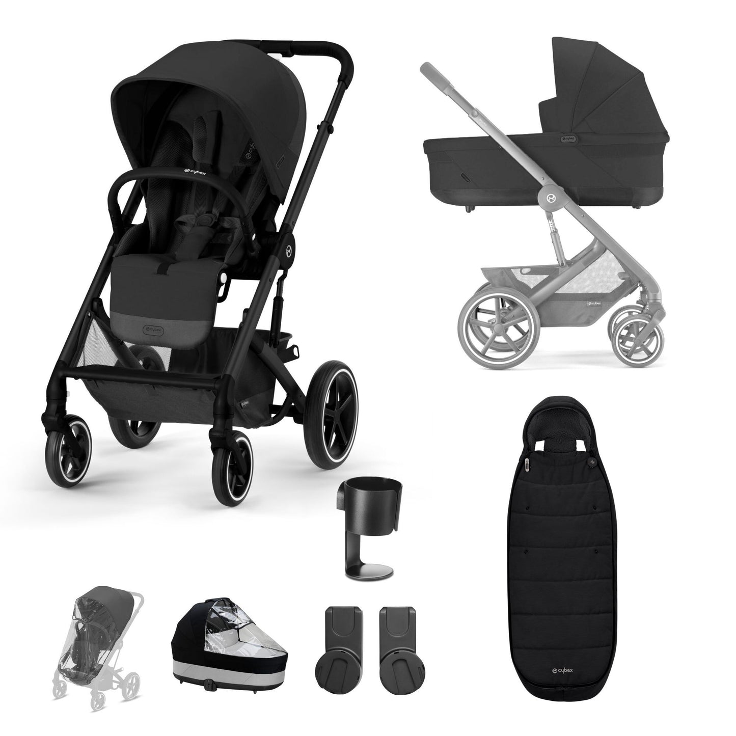 Cybex Balios S Lux 8 Piece Essential Bundle-Moon Black