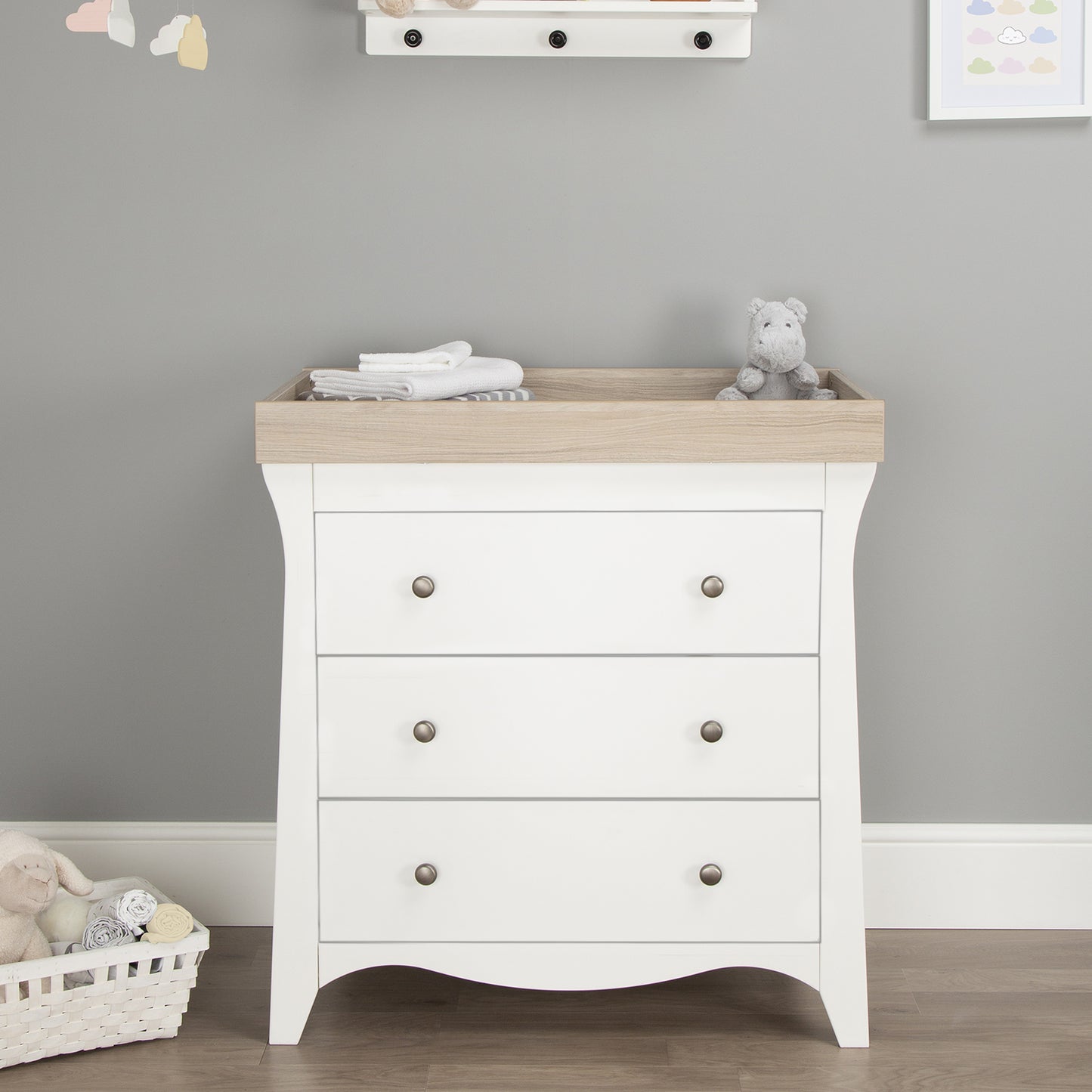 Clara 3 Piece Nursery Room Set White-Driftwood Ash