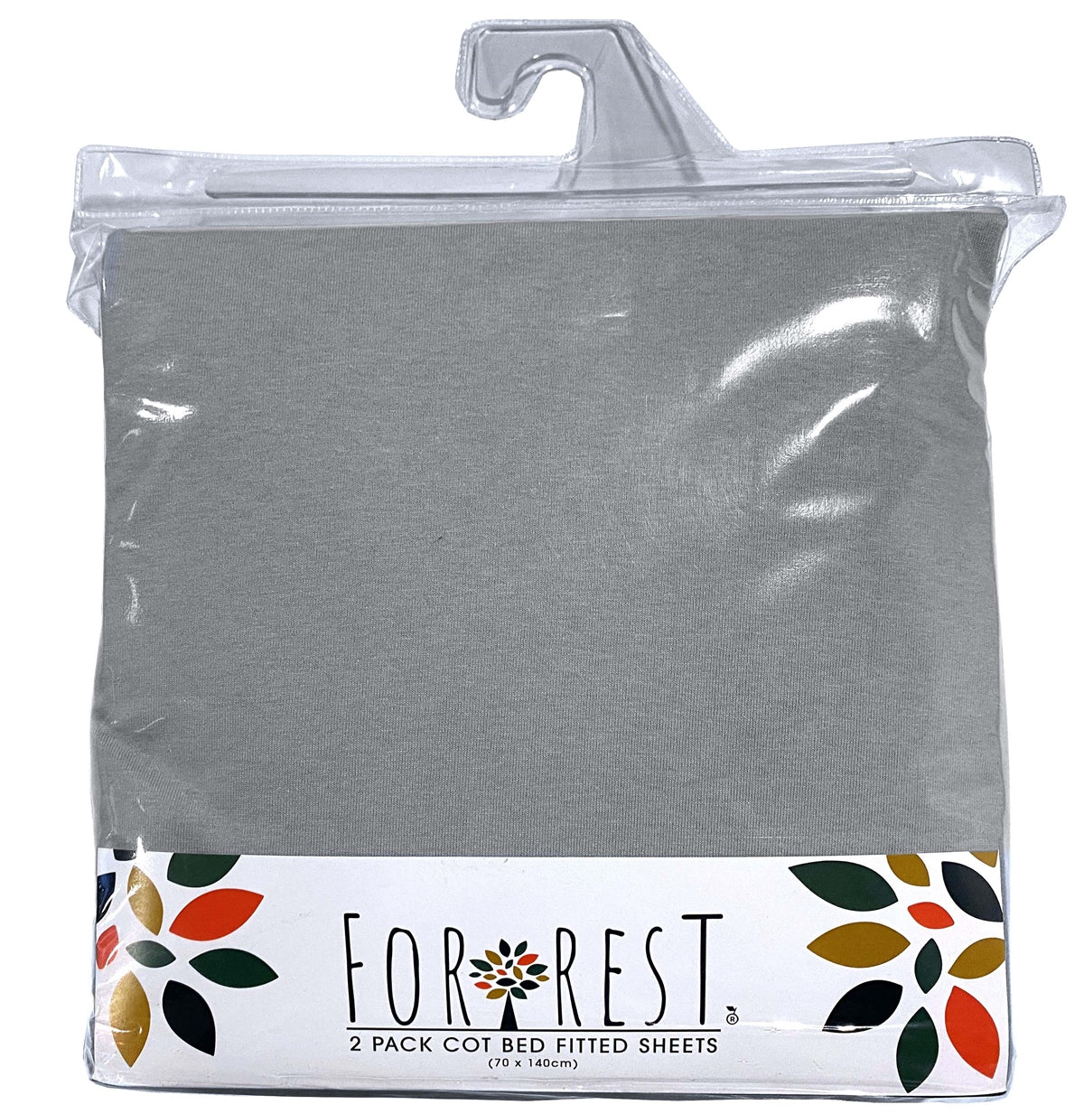 Forrest Cotton Fitted Sheets - Pack of 2 - Cotbed 140 x 70cm - Grey