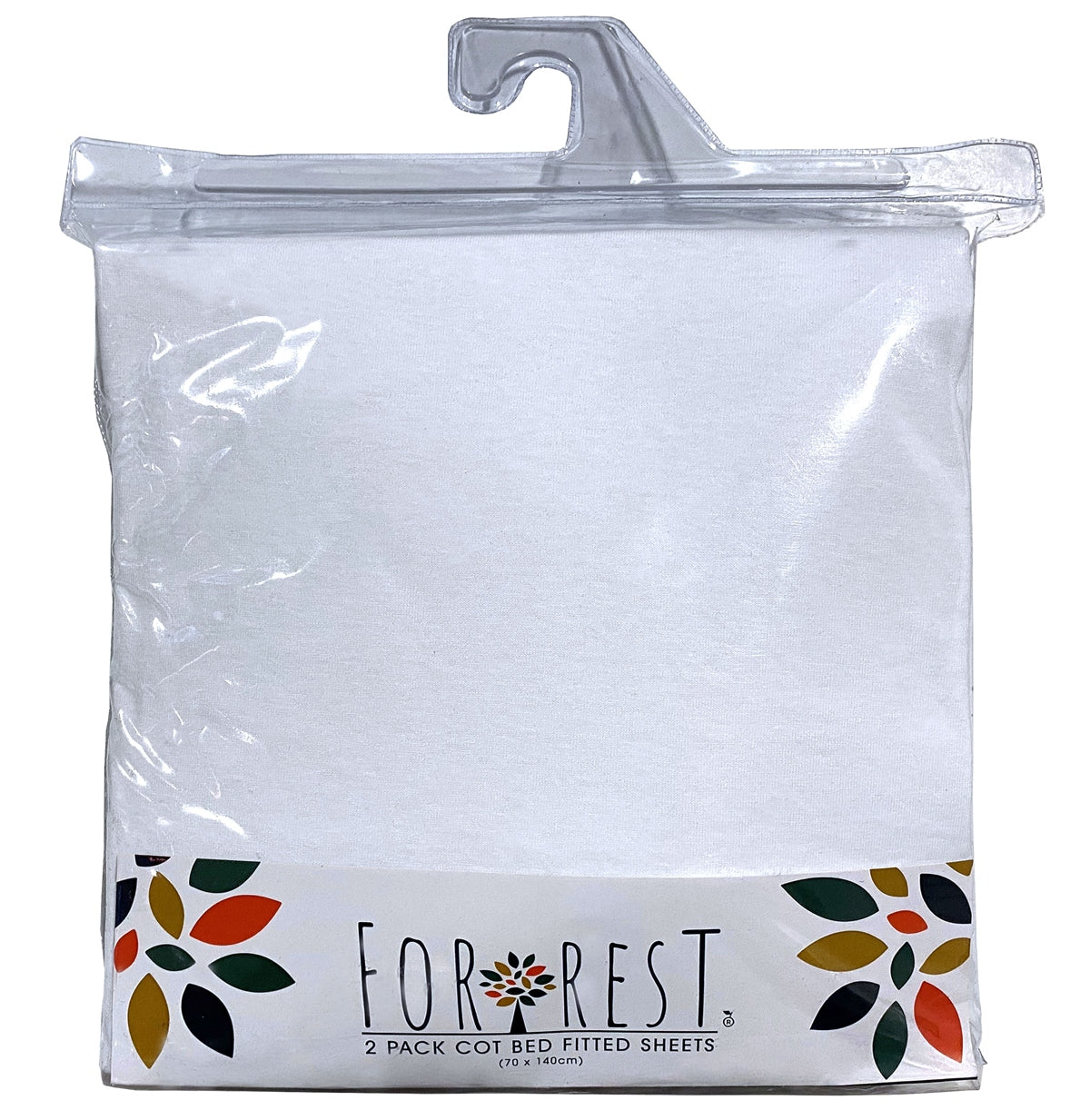 Forrest Cotton Fitted Sheets - Pack of 2 - Cotbed 140 x 70cm - White