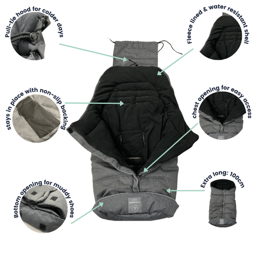 Naturally Sheepskin Fleece Footmuff-Grey