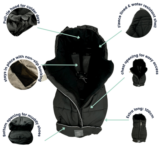 Naturally Sheepskin Fleece Footmuff-Black