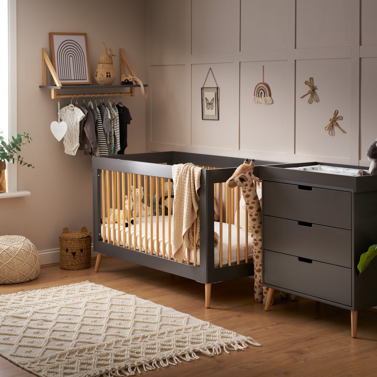 OBABY Maya Three Piece Room Set-Slate with Natural