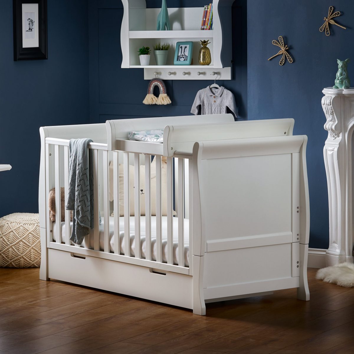 Stamford Classic Sleigh Cot Bed-White