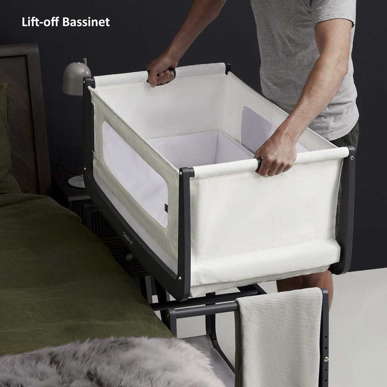SnuzPod4 Bedside Crib - Slate