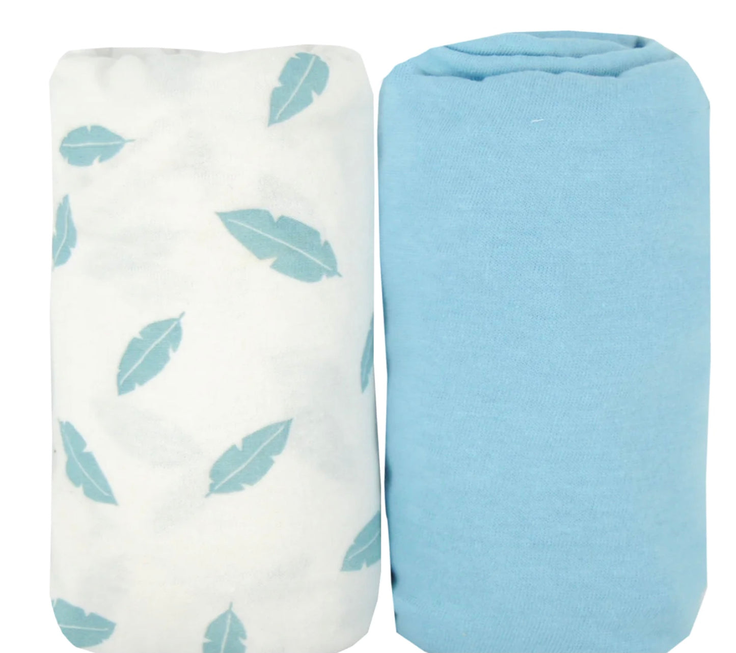 Baby Calin Two Pack Cotbed Fitted Sheets-Blue Feather
