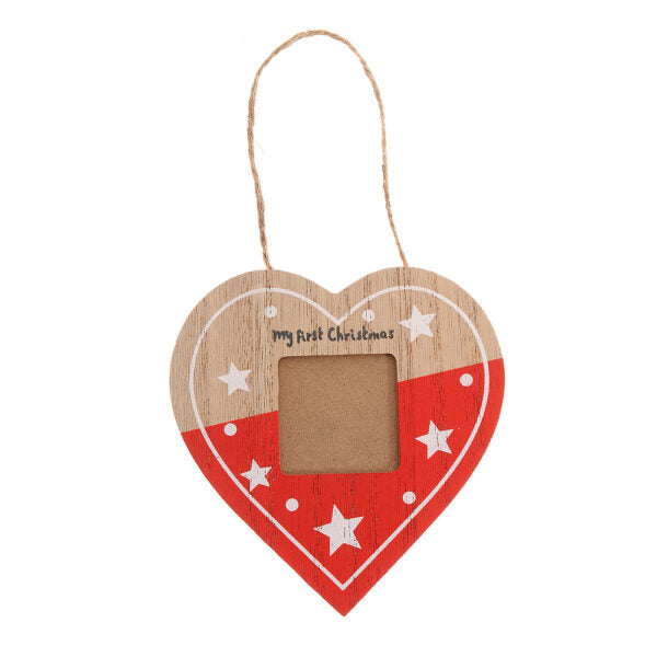 Ziggle My First Christmas Red Heart Photoframe Hanger