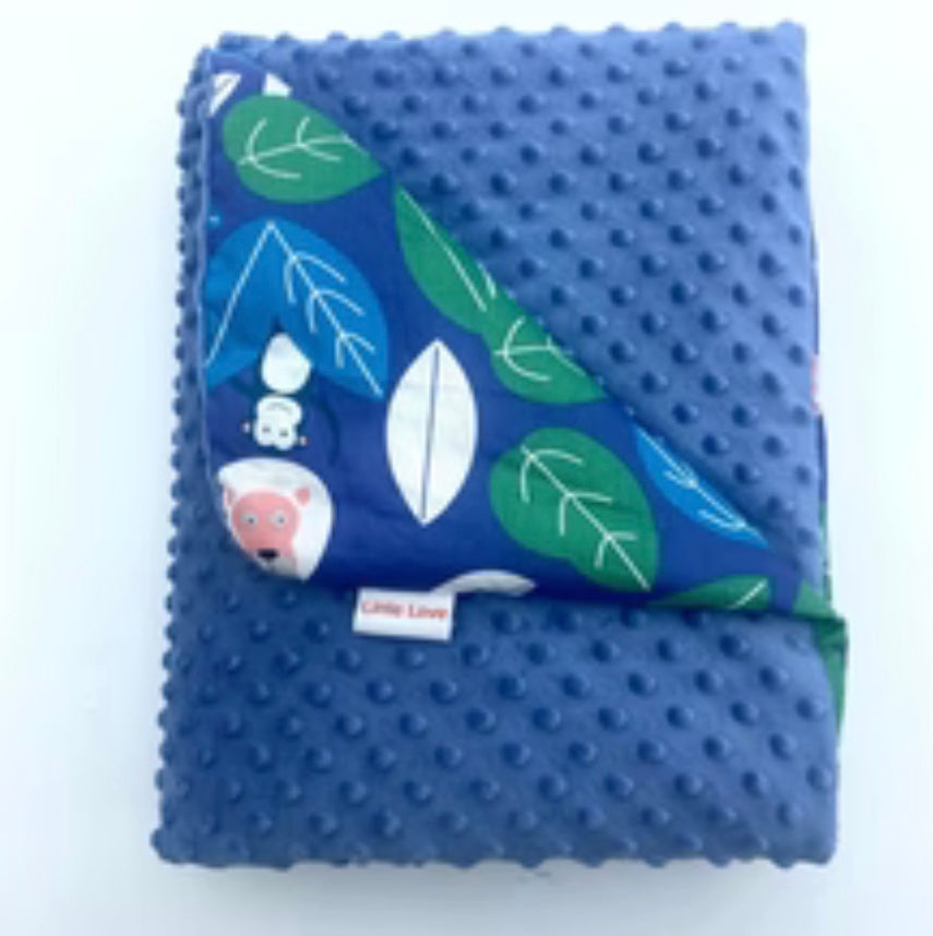 Little Love Blanket Blue Animals (5 Point)