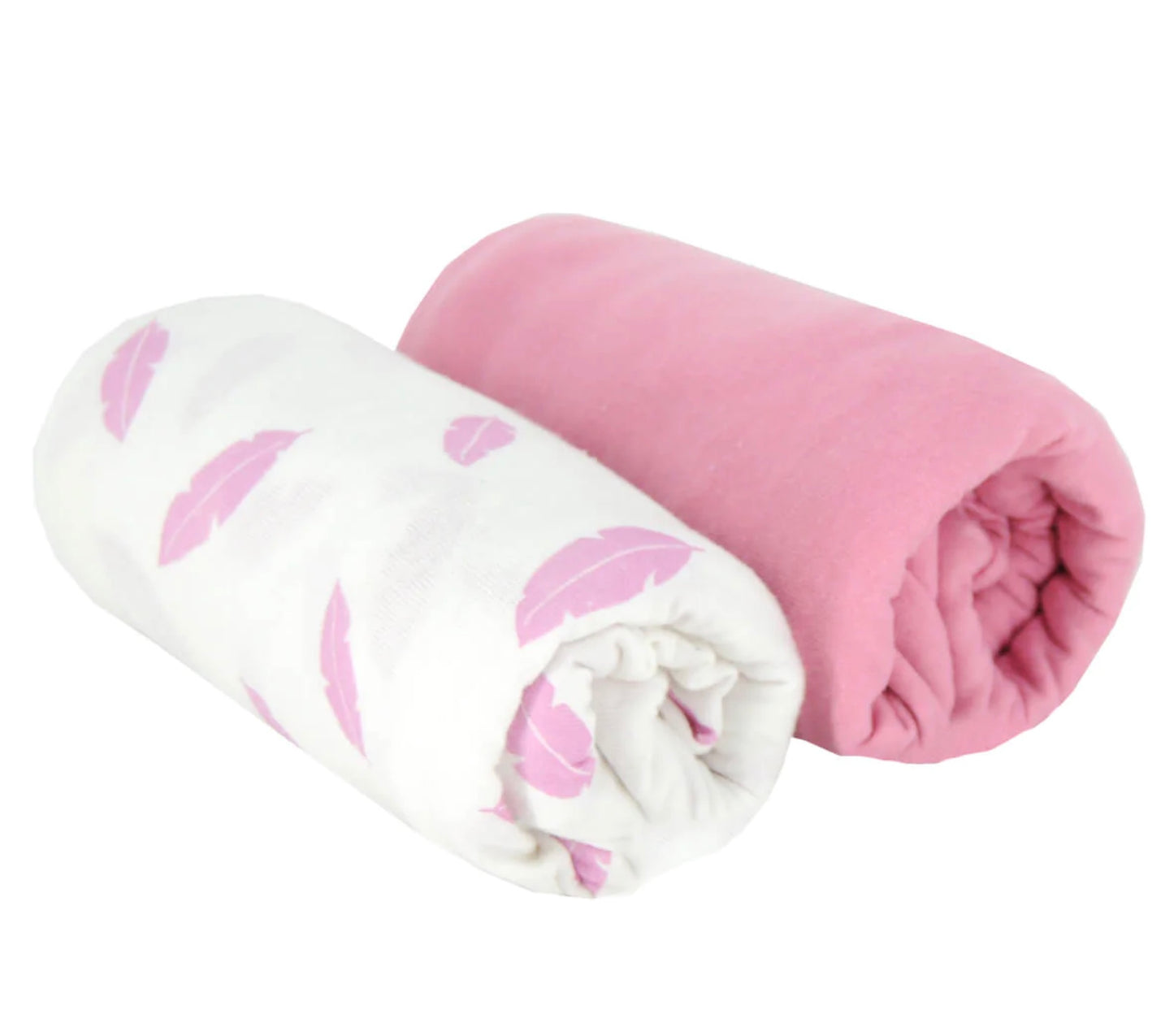 Baby Calin Two Pack Cotbed Fitted Sheets-Pink Feather
