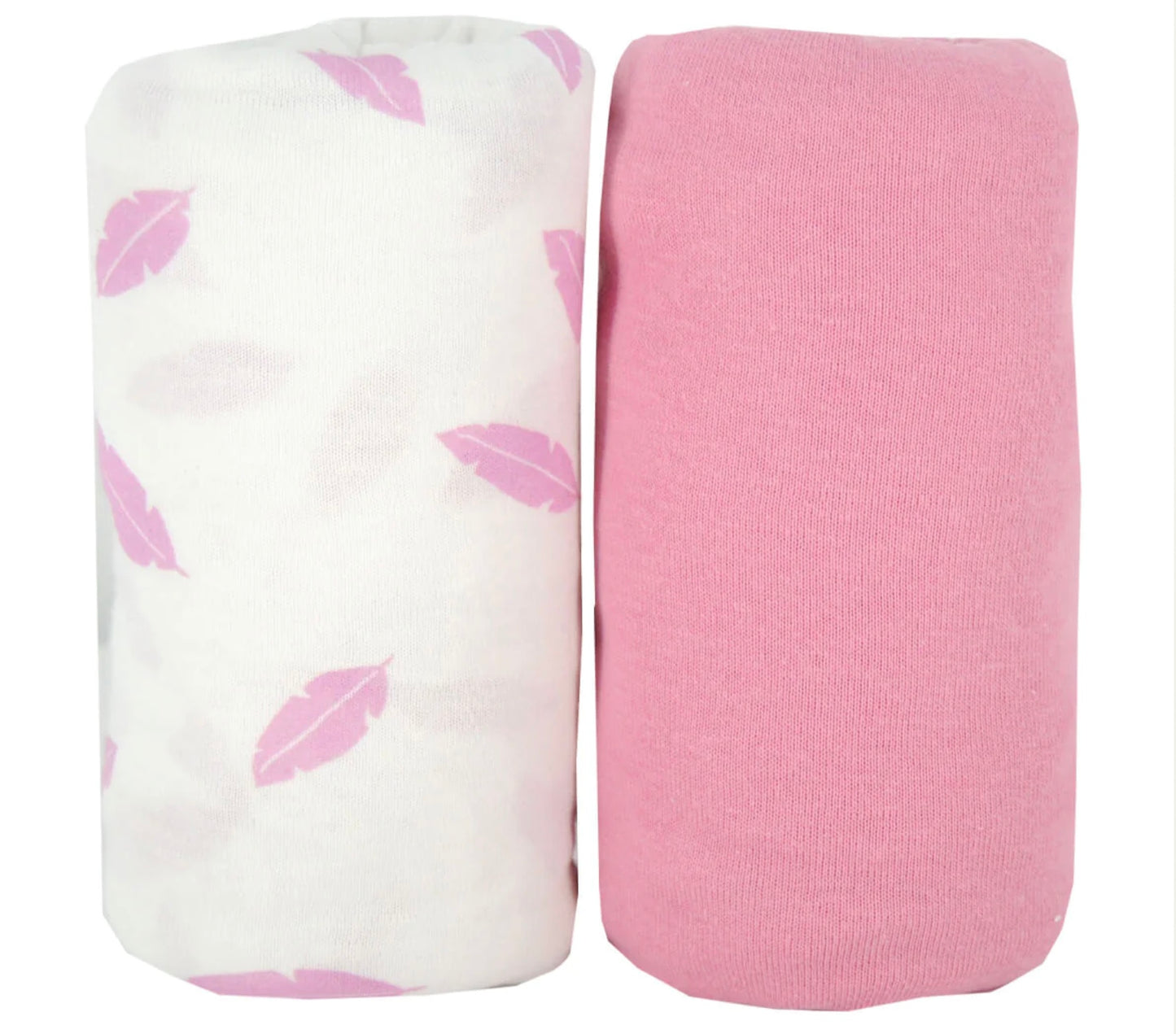 Baby Calin Two Pack Cotbed Fitted Sheets-Pink Feather