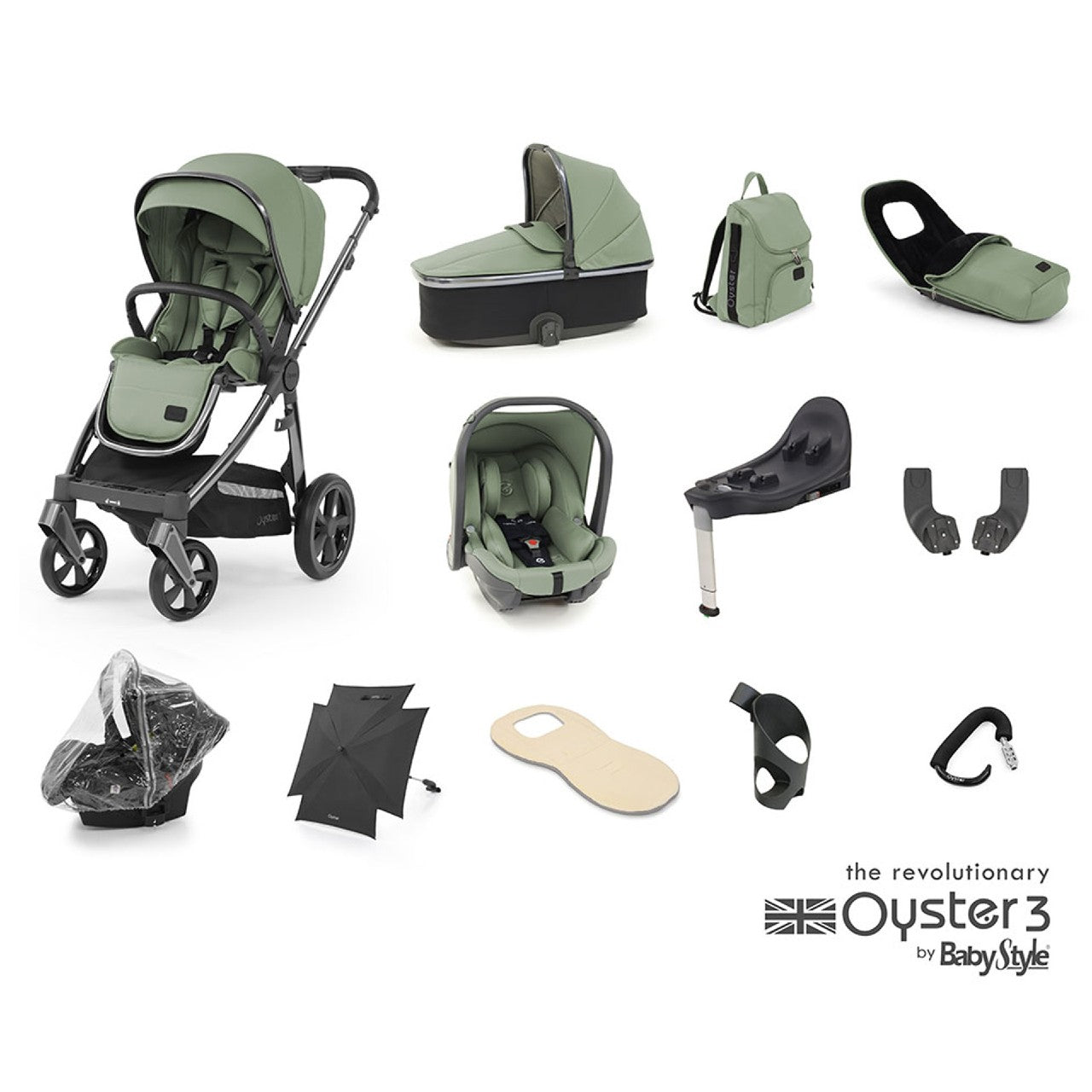 Oyster 3 Spearmint 12 Piece Bundle With Capsule Car Seat And Base