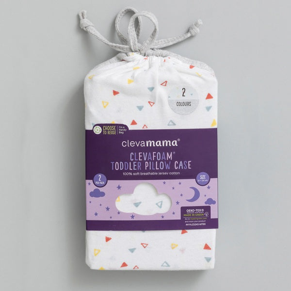 ClevaMama ClevaFoam Baby Pillow Case 2 Pack Grey