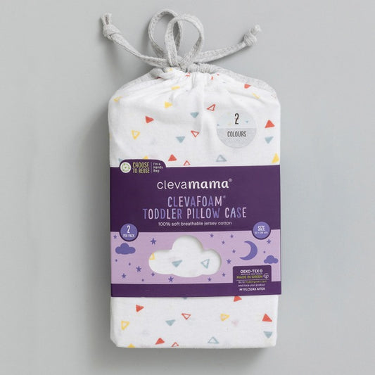 ClevaMama ClevaFoam Baby Pillow Case 2 Pack Grey