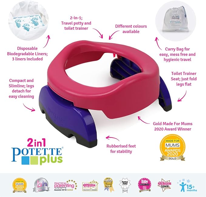 Potette Plus 2-in-1 Travel Potty Trainer Seat Pink/Purple