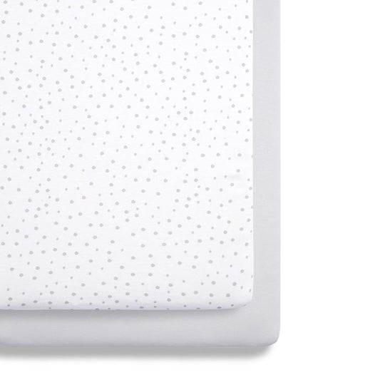 Snuz Crib Twin Pack Fitted Sheets-Grey Spot