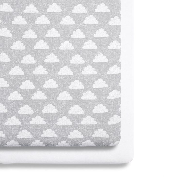 Snuz Crib Twin Pack Fitted Sheets-Cloud