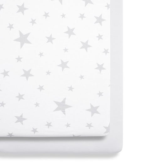 Snuz Crib Twin Pack Fitted Sheets-Stars