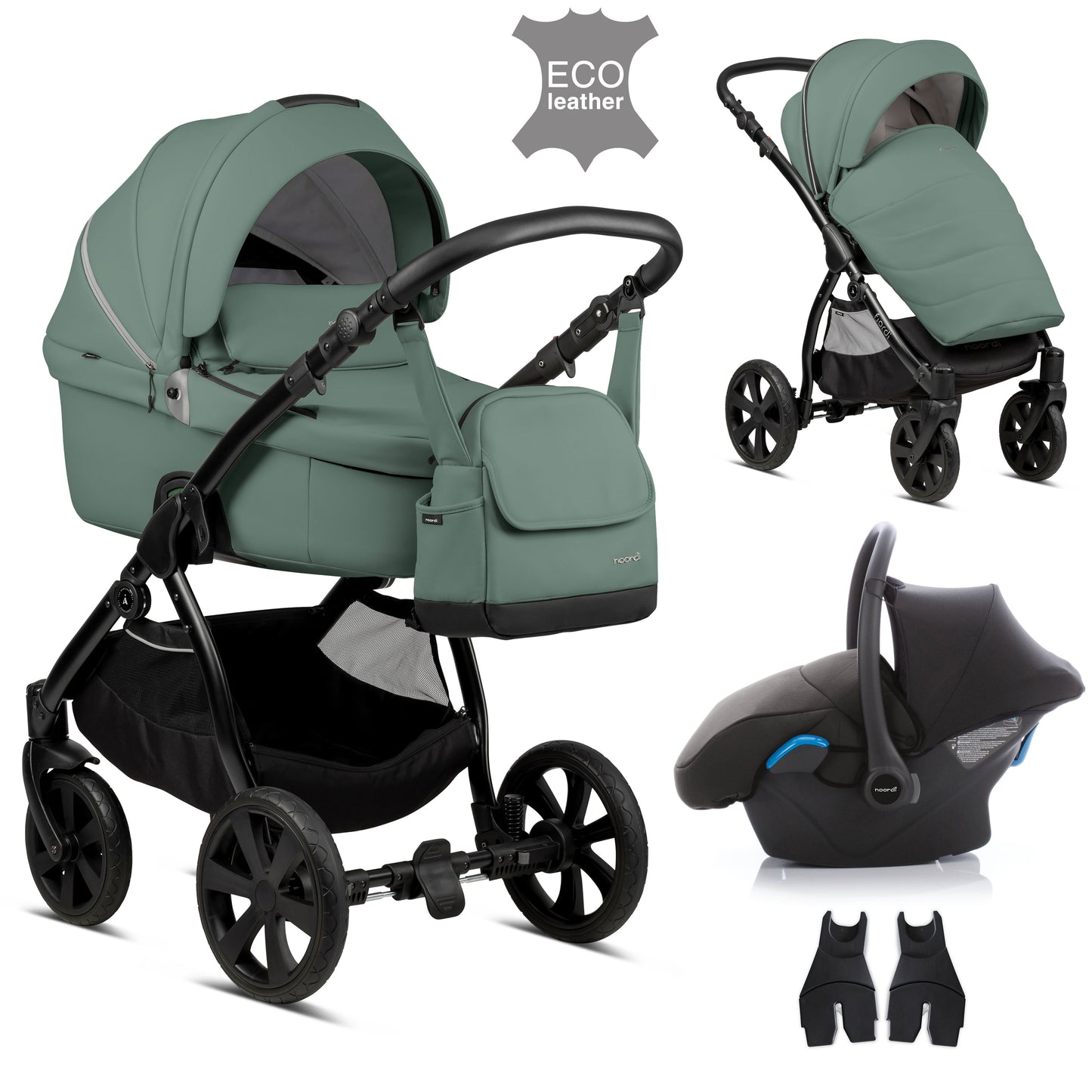 Noordi Fjordi Leather 3in1 Travel System-Sage