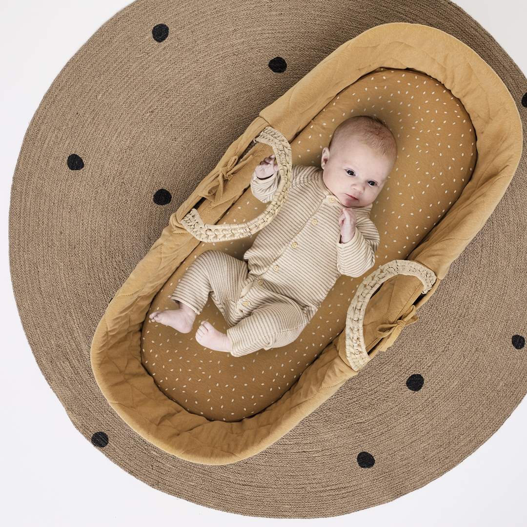 The Little Green Sheep | Natural Quilted Moses Basket & Mattress-Honey