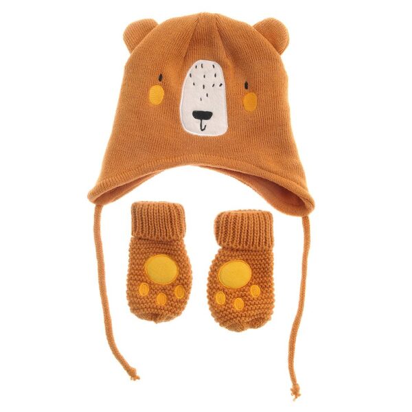 Brown Bear Hat and Mitten Set