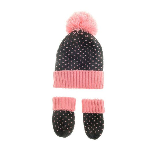 Navy and Pink Hearts and Mittens