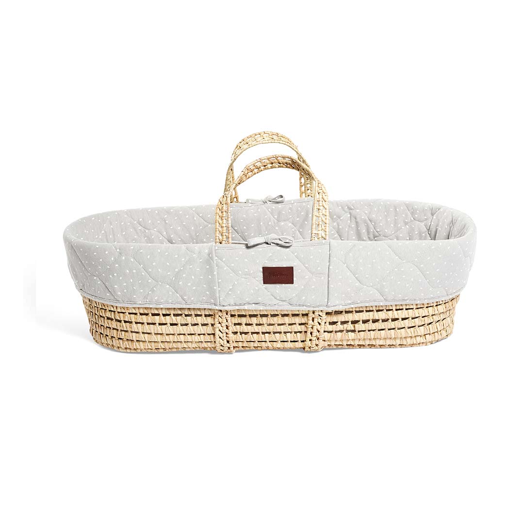 The Little Green Sheep | Natural Quilted Moses Basket & Mattress-Dove Rice