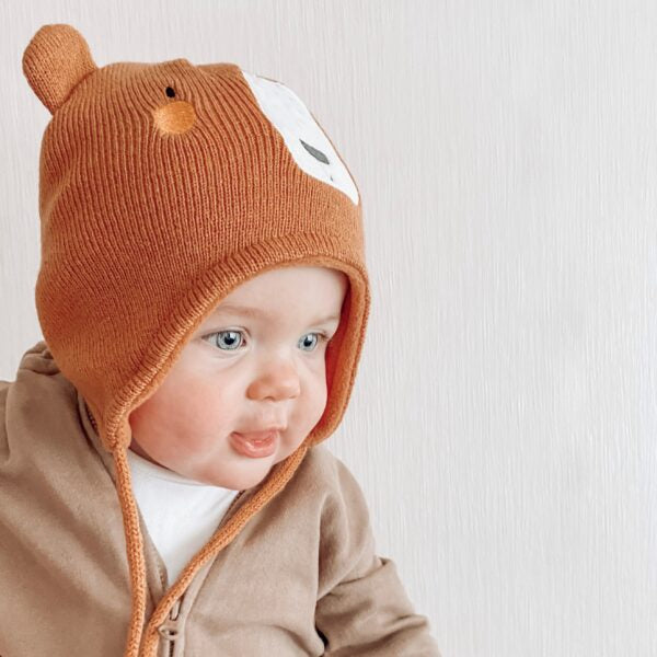 Brown Bear Hat and Mitten Set
