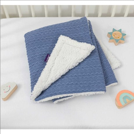 Clevamama Luxe Sherpa Baby Blanket-Blue
