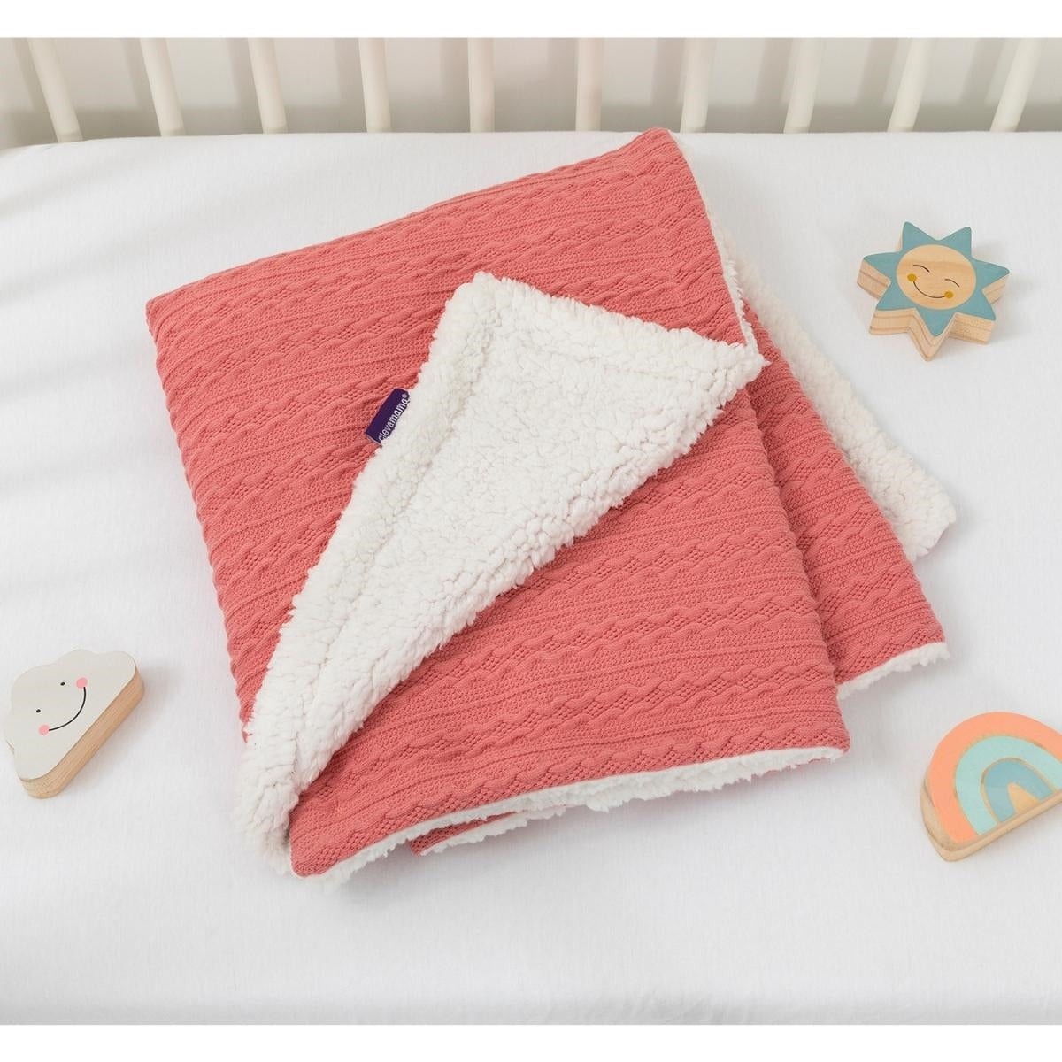 Clevamama Luxe Sherpa Baby Blanket-Pink