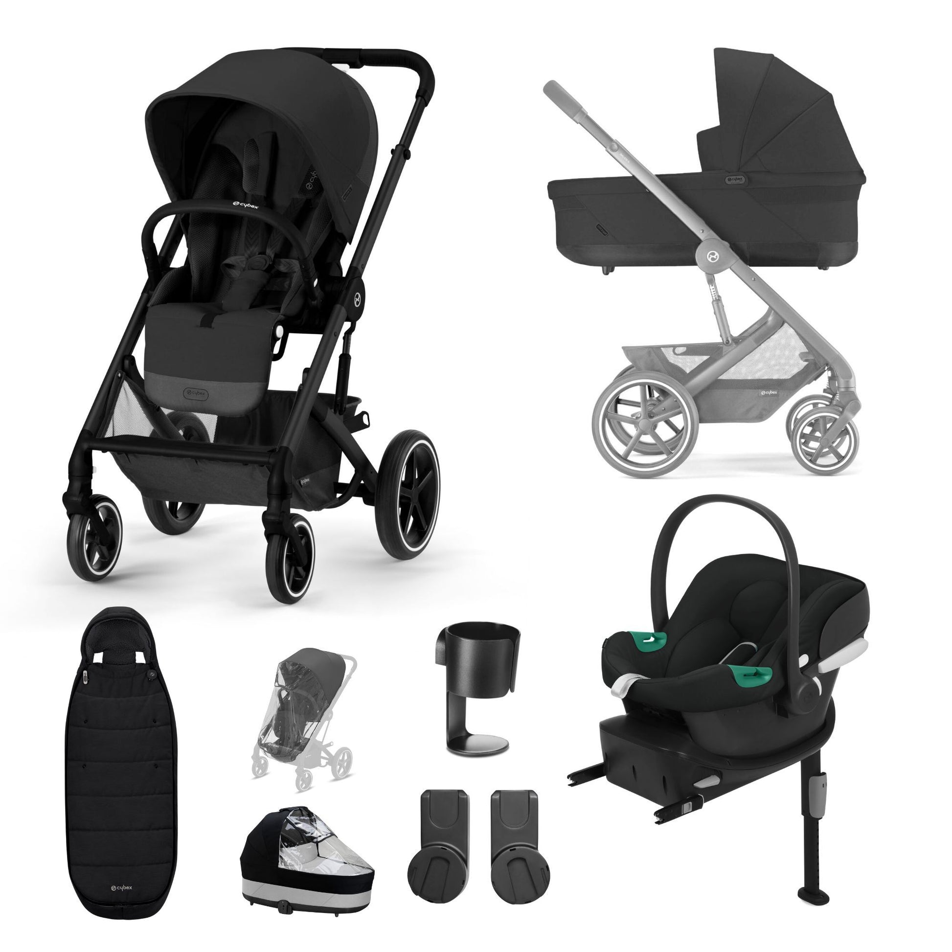 cybex lux s Cybex Balios S Lux 10 Piece Comfort Bundle-Moon Black