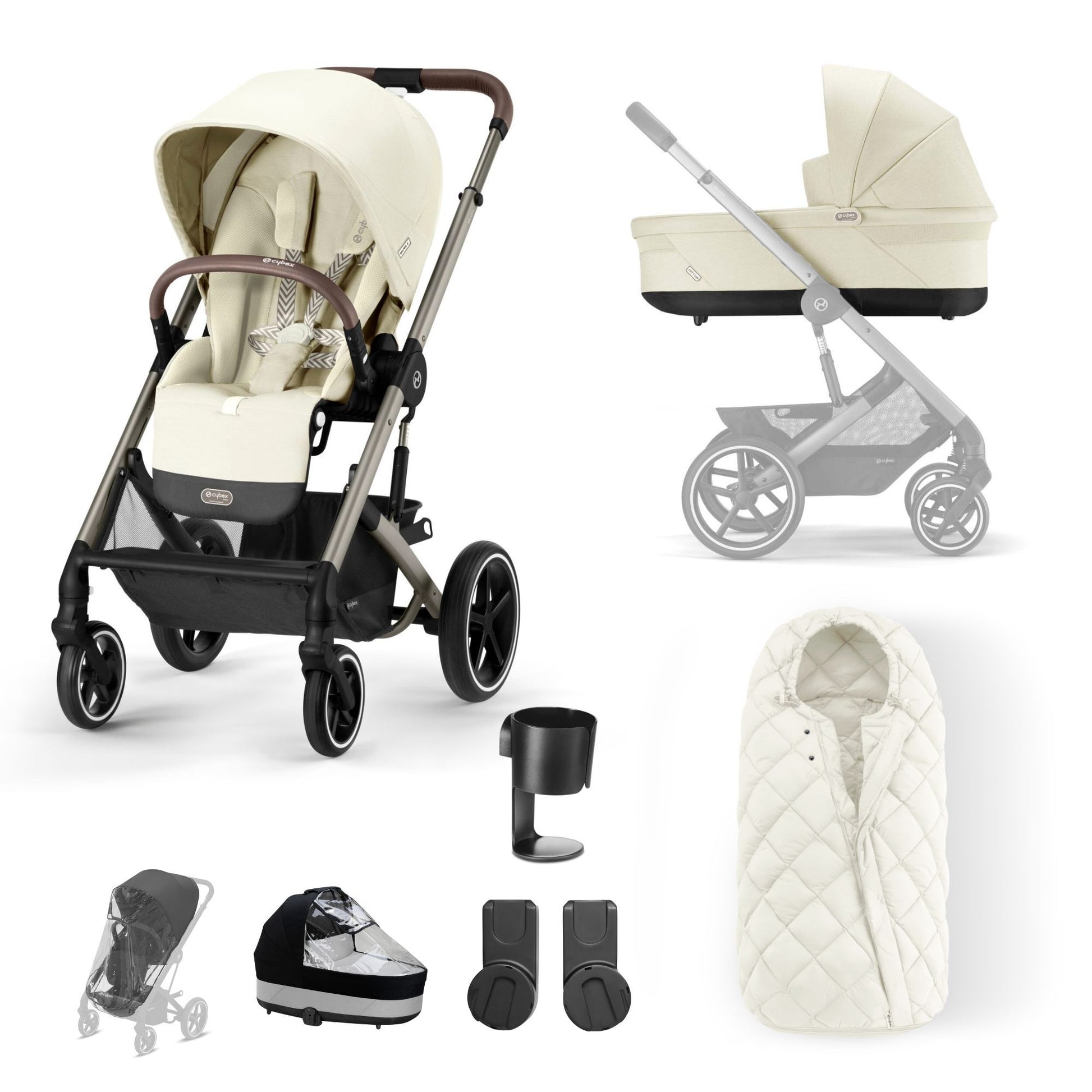 cybex balios s lux 3w1 Cybex Balios S Lux 8 Piece Essential Bundle-Seashell Beige