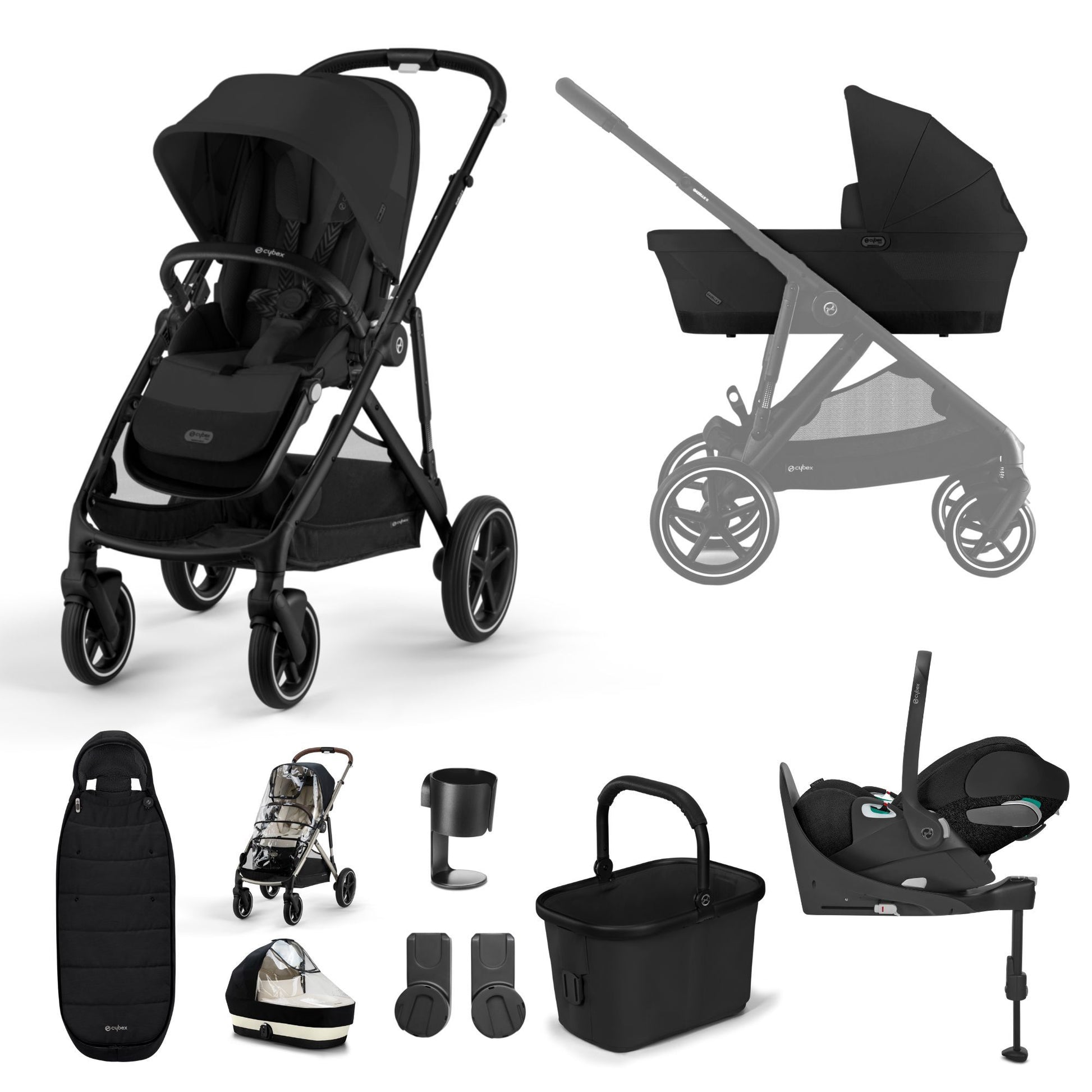 deep black cybex CYBEX Gazelle 10 Piece Luxury Bundle with Cloud T and Base T-Moon Black