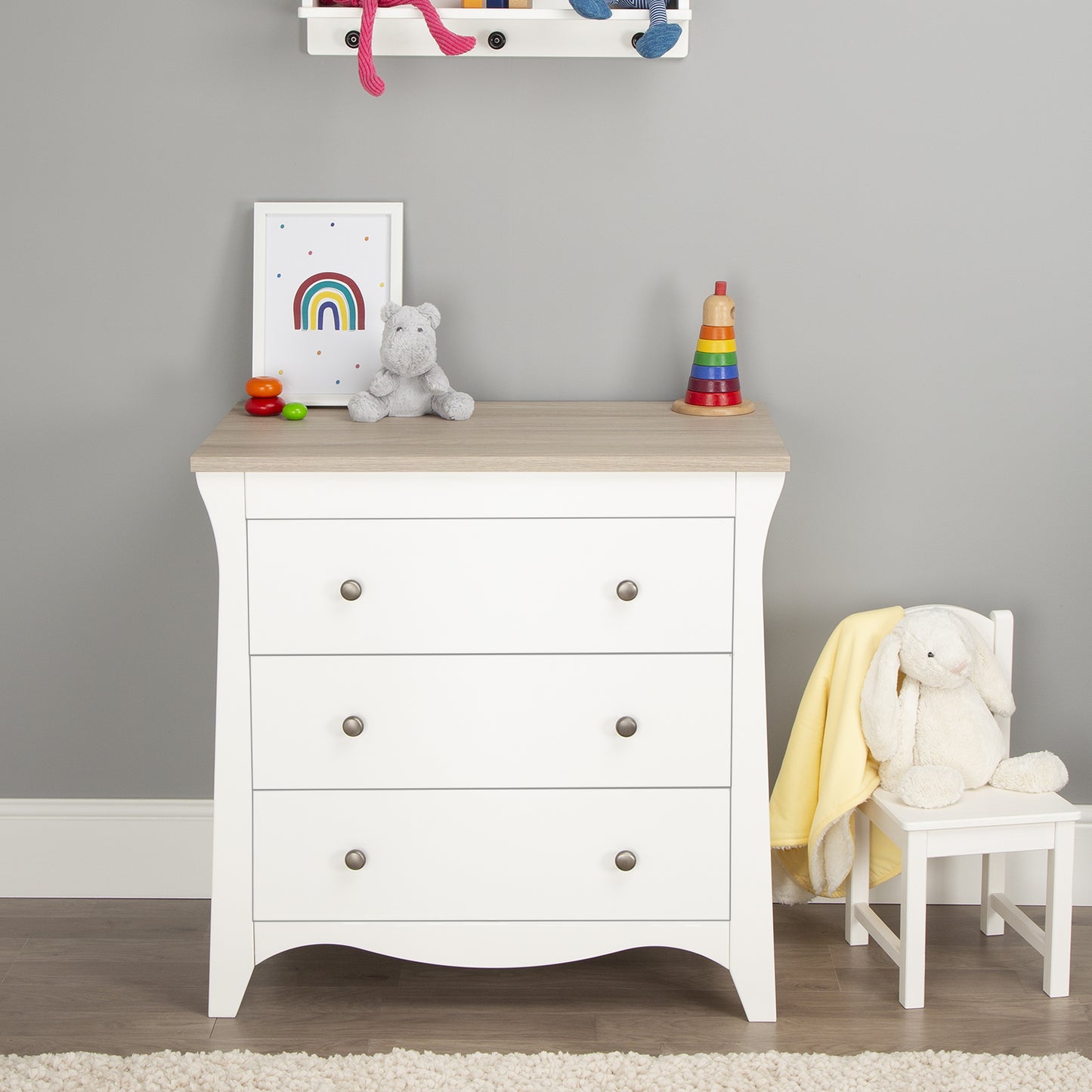 Clara 3 Piece Nursery Room Set White-Driftwood Ash