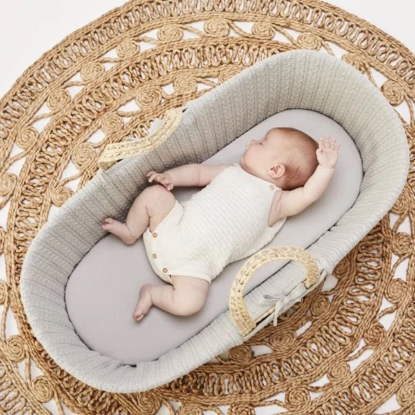 The Little Green Sheep | Organic Moses Basket Fitted Sheet- Dove