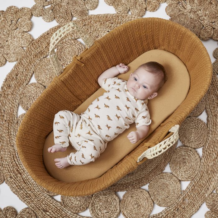 The Little Green Sheep | Organic Moses Basket Fitted Sheet-Honey